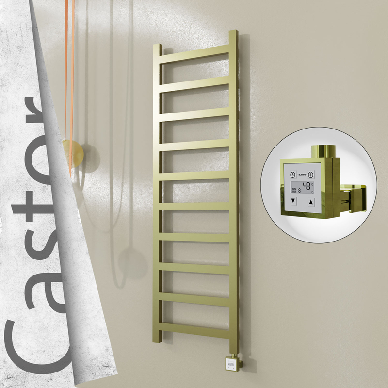 Castor Electric Stainless Steel Towel Rail 500x1620 Satin Gold (KTX3 Thermostat) 300W