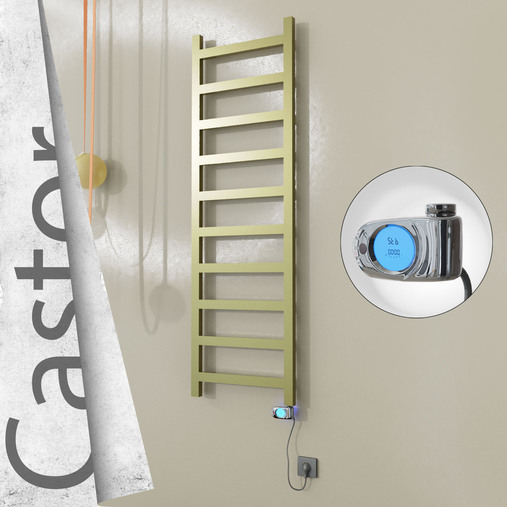 Castor Electric Stainless Steel Towel Rail 500x1620 Satin Gold (Musa Thermostat) 300W - 1