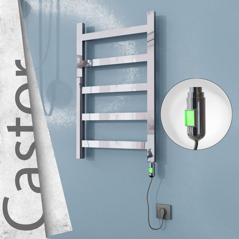 Castor Electric Stainless Steel Towel Rail 500x820 Mirror Polished (On/Off Switch) 200W 