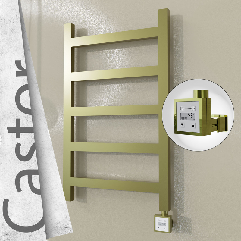 Castor Electric Stainless Steel Towel Rail 500x820 Satin Gold (KTX3 Thermostat) 200W