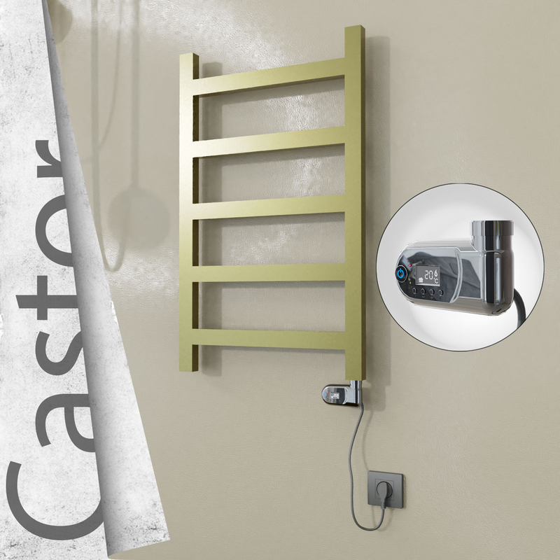 Castor Electric Stainless Steel Towel Rail 500x820 Satin Gold (Thesis Thermostat) 200W 