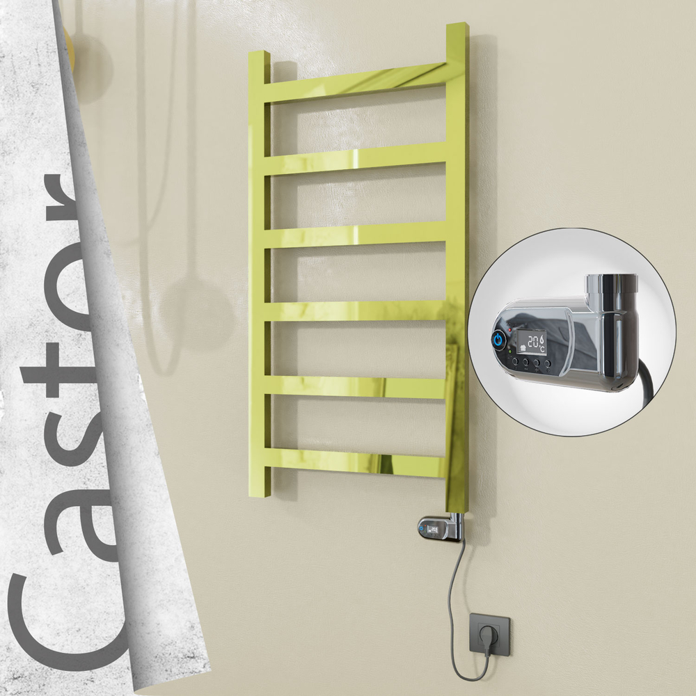 Castor Electric Stainless Steel Towel Rail 500x980 Gold (Thesis Thermostat) 300W - 1