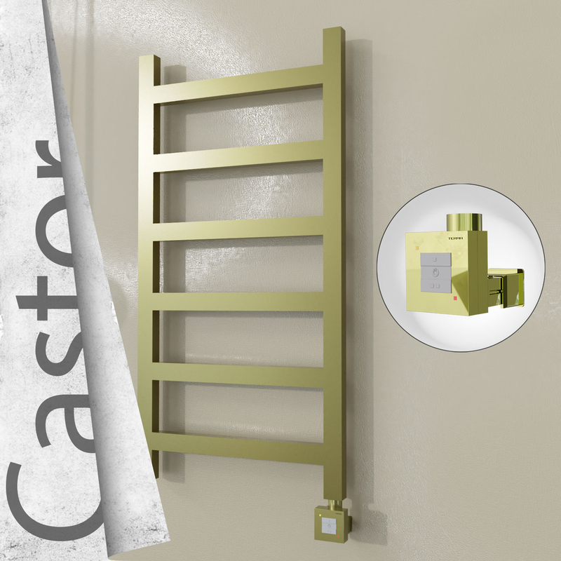 Castor Electric Stainless Steel Towel Rail 500x980 Satin Gold (KTX1 Thermostat) 300W