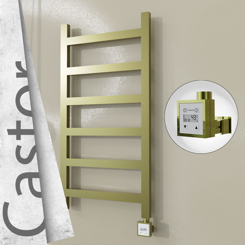 Castor Electric Stainless Steel Towel Rail 500x980 Satin Gold (KTX3 Thermostat) 300W