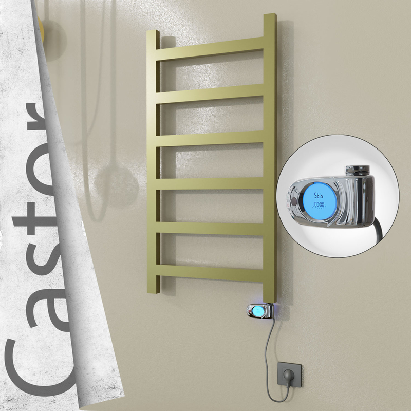 Castor Electric Stainless Steel Towel Rail 500x980 Satin Gold (Musa Thermostat) 300W