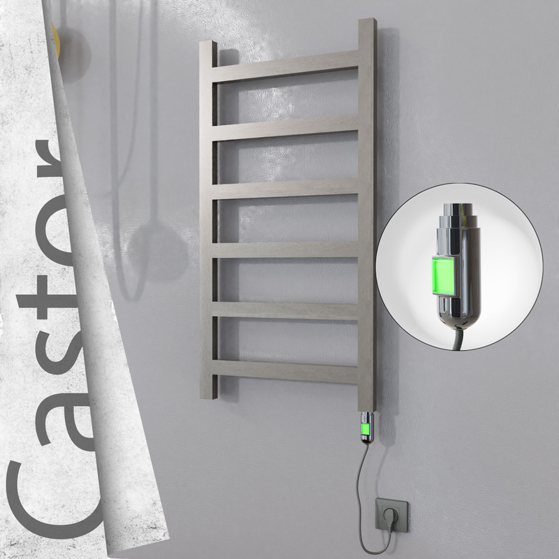 Castor Electric Stainless Steel Towel Rail 500x980 Satin Polished (On/Off Switch) 300W 