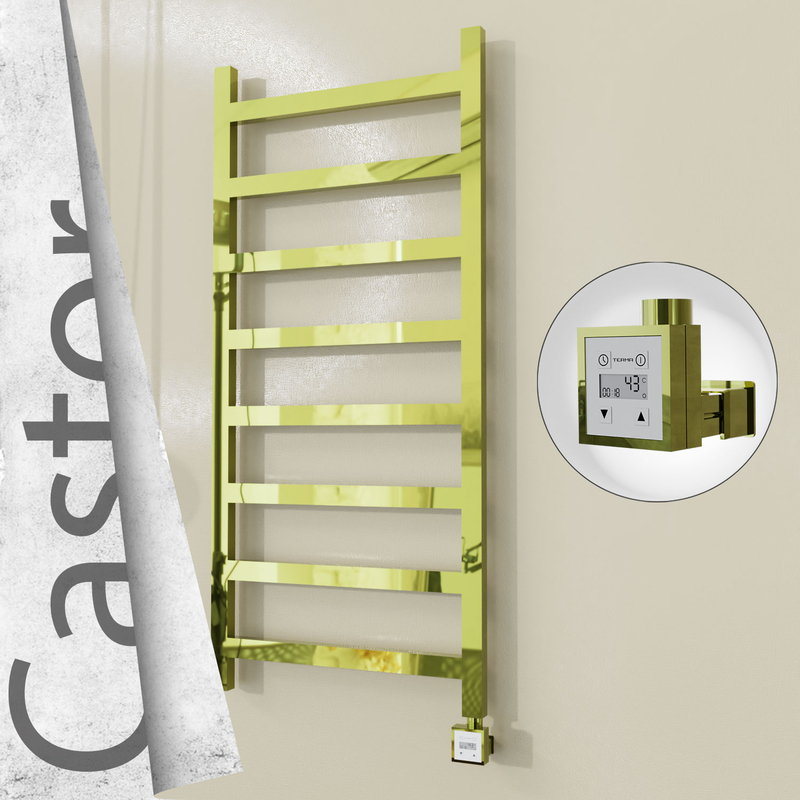 Castor Electric Stainless Steel Towel Rail 600x1300 Gold (KTX3 Thermostat) 300W