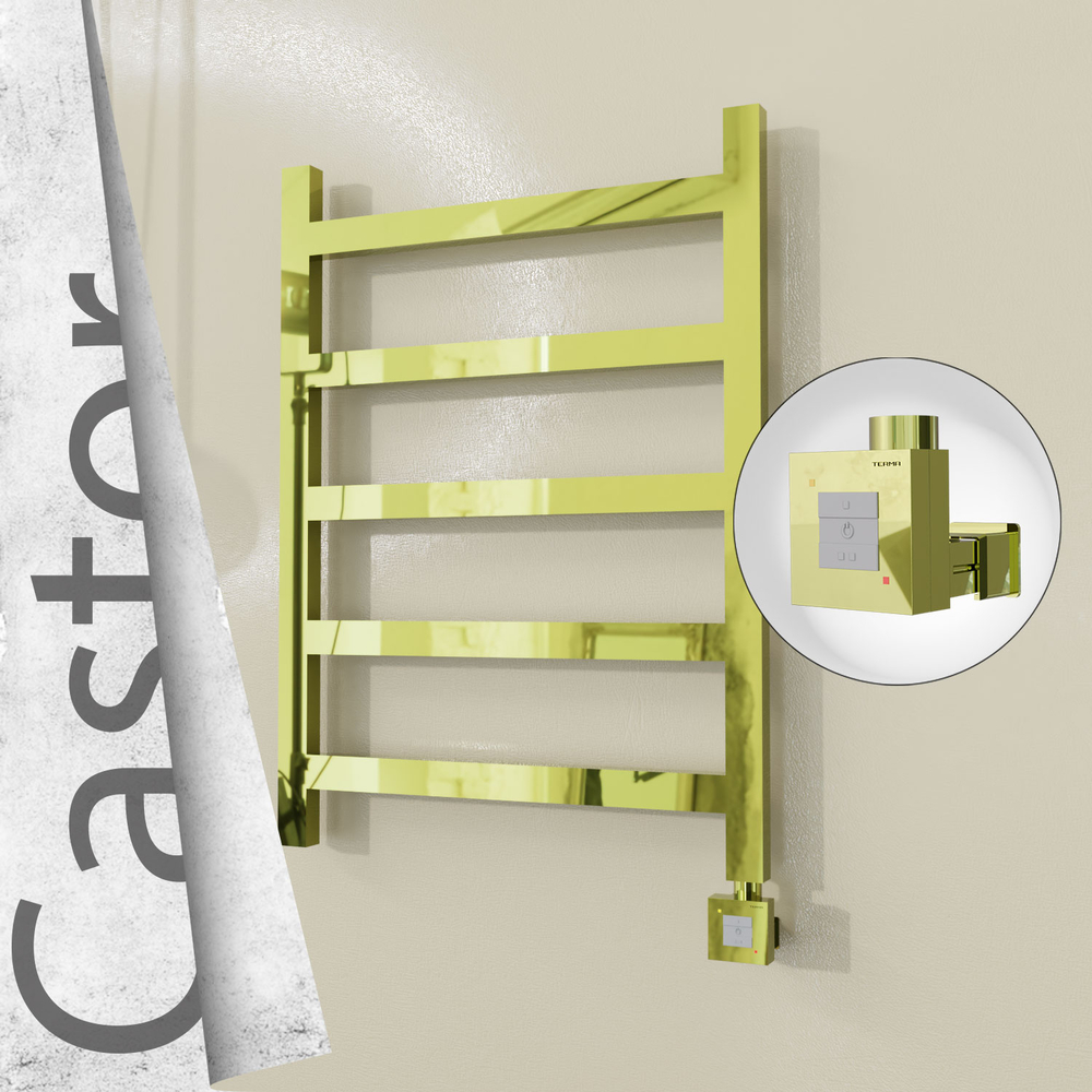 Castor Electric Stainless Steel Towel Rail 600x820 Gold (KTX1 Thermostat) 200W - 1