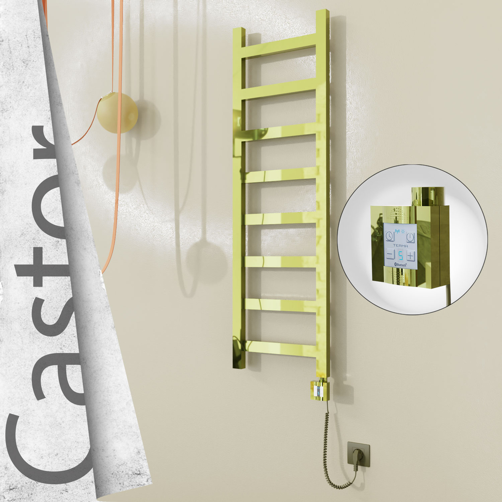 Castor Elektrikli Paslanmaz Çelik Havlupan 400x1300 Altın (KTX4 Termostat) 300W Spiral Kablolu - 1