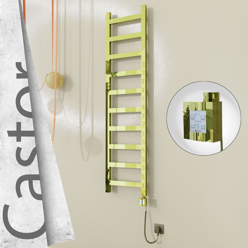 Castor Elektrikli Paslanmaz Çelik Havlupan 400x1620 Altın (KTX4 Termostat) 300W Spiral Kablolu