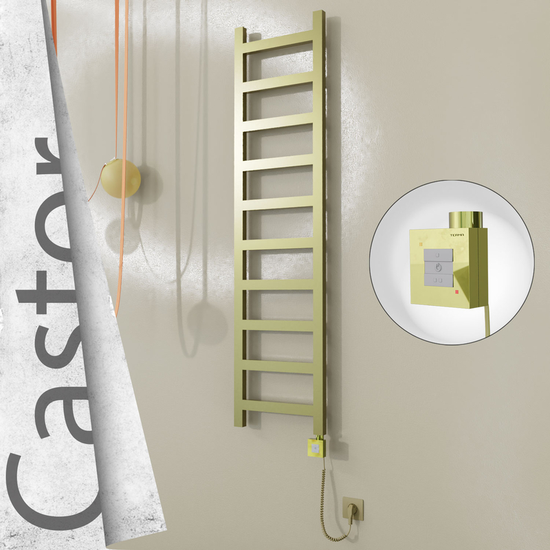 Castor Elektrikli Paslanmaz Çelik Havlupan 400x1620 Satine Altın (KTX1 Termostat) 300W Spiral Kablolu