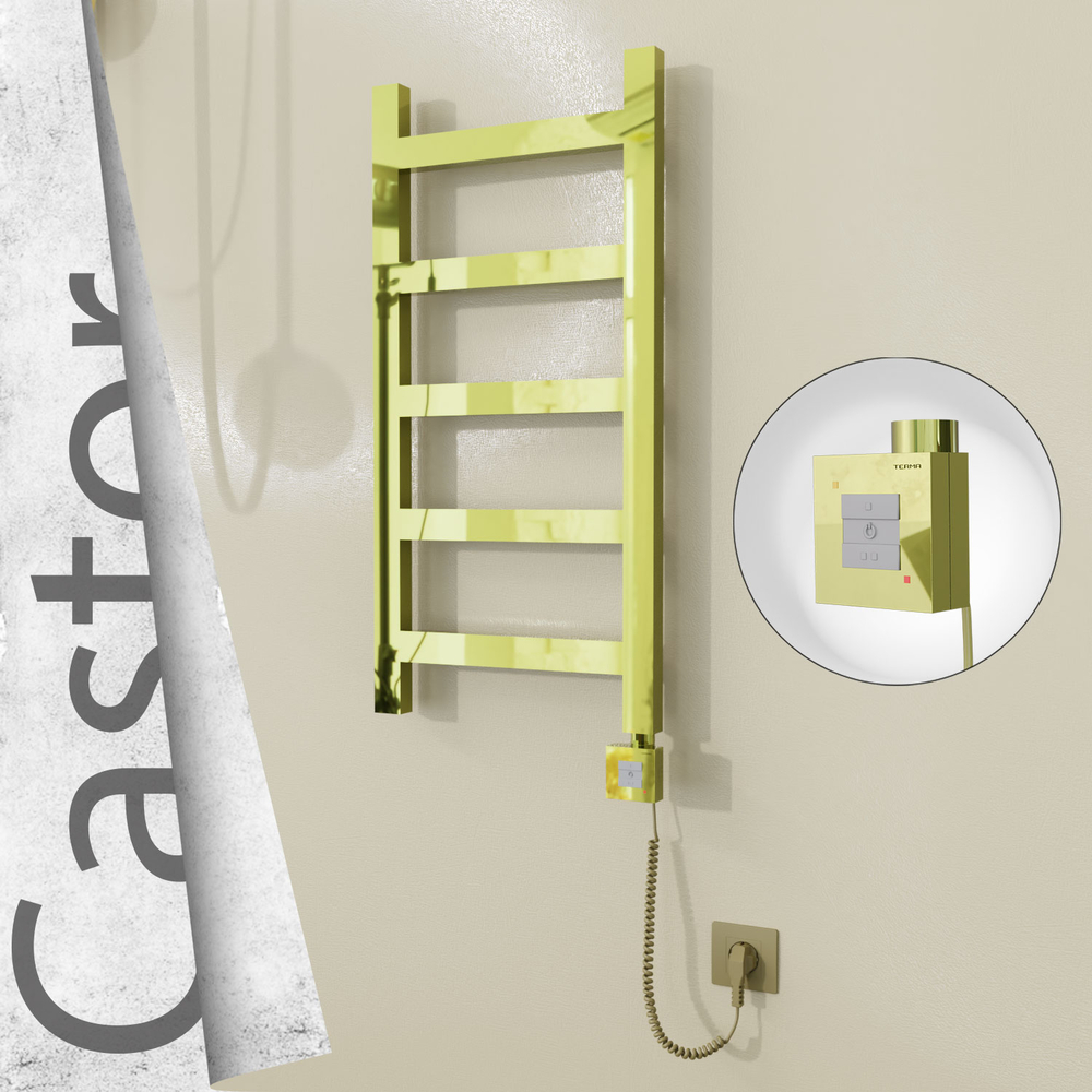 Castor Elektrikli Paslanmaz Çelik Havlupan 400x820 Altın (KTX1 Termostat) 200W Spiral Kablolu - 1