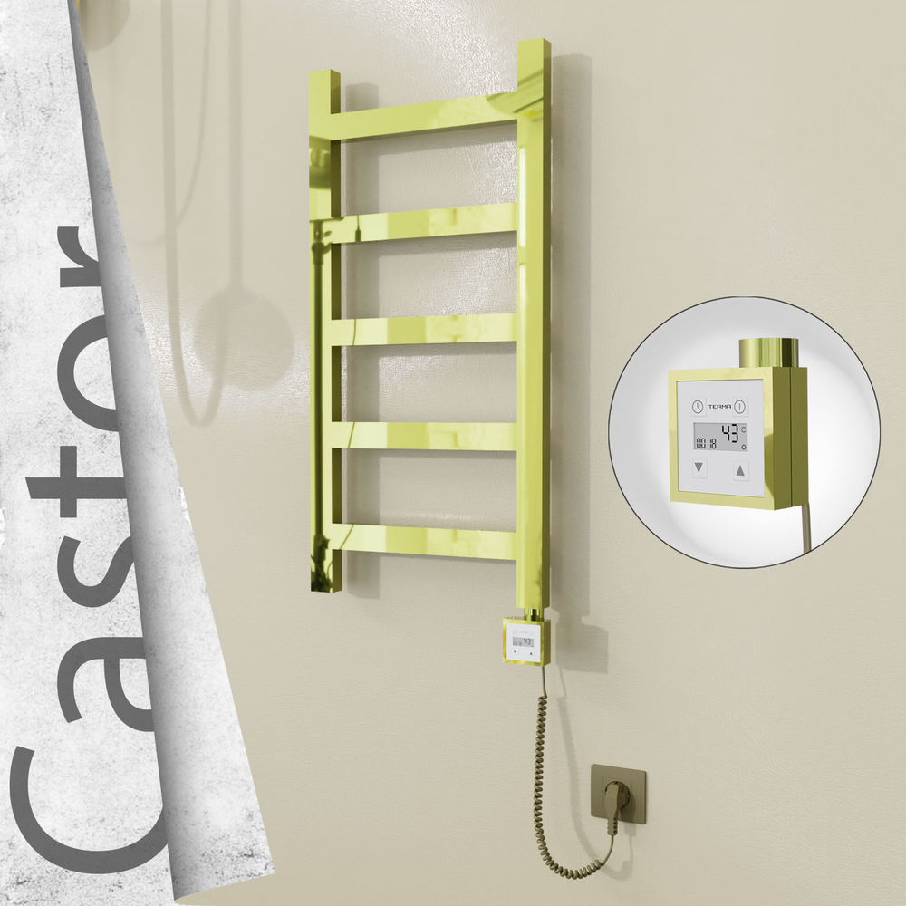 Castor Elektrikli Paslanmaz Çelik Havlupan 400x820 Altın (KTX3 Termostat) 200W Spiral Kablolu - 1
