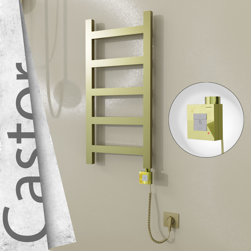 Castor Elektrikli Paslanmaz Çelik Havlupan 400x820 Satine Altın (KTX1 Termostat) 200W Spiral Kablolu