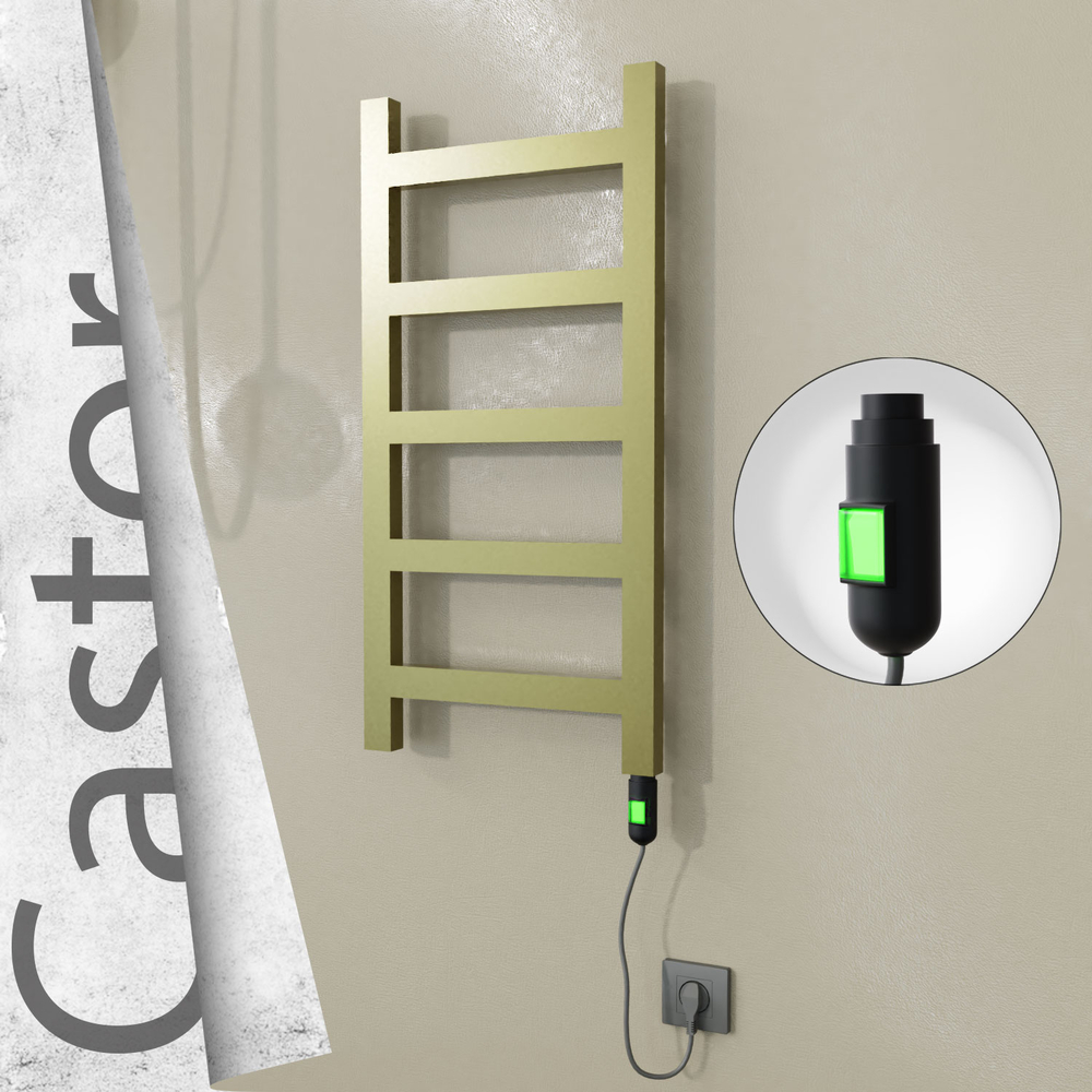Castor Elektrikli Paslanmaz Çelik Havlupan 400x820 Satine Altın (On/Off Düğmeli) 200W - 1