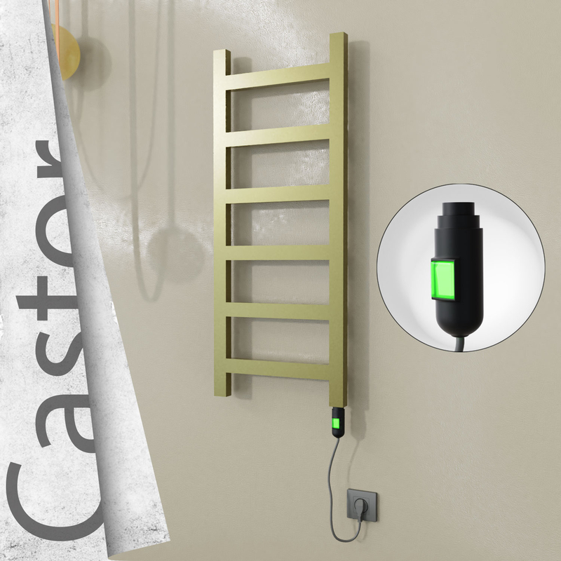Castor Elektrikli Paslanmaz Çelik Havlupan 400x980 Satine Altın (On/Off Düğmeli) 200W