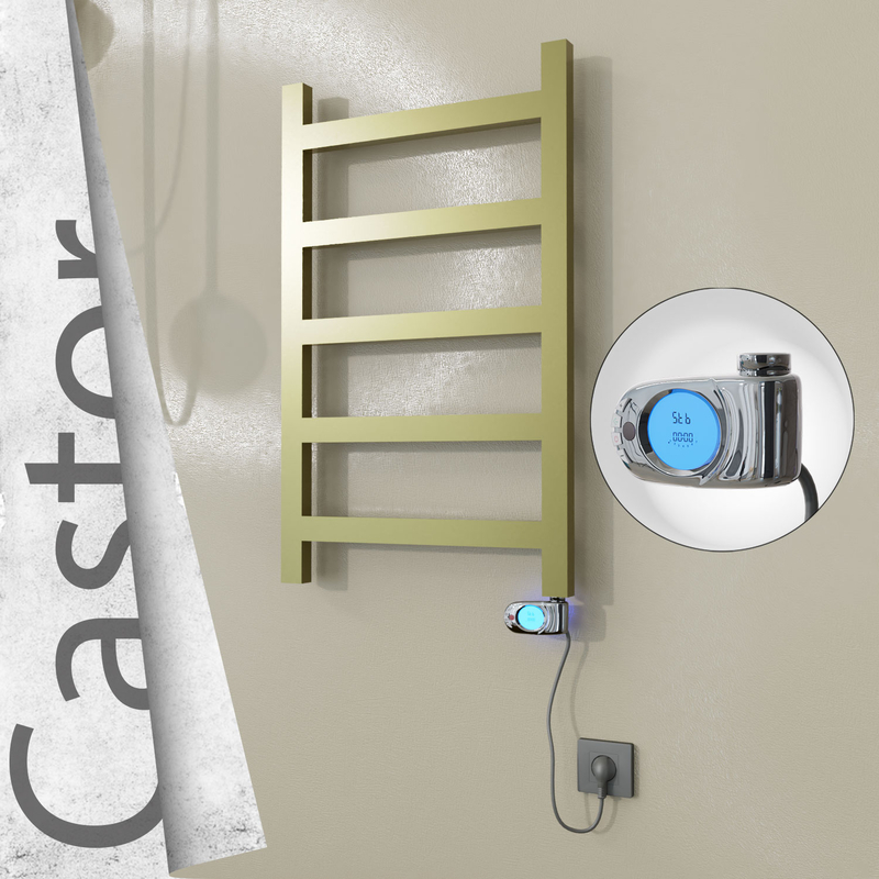Castor Elektrikli Paslanmaz Çelik Havlupan 500x820 Satine Altın (Musa Termostat) 200W 