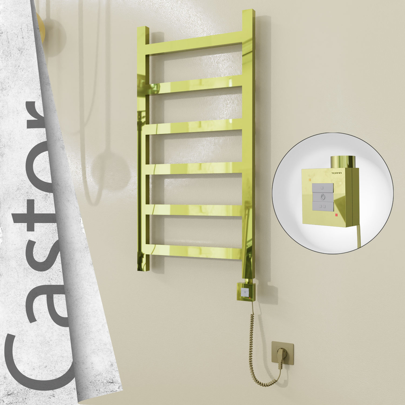 Castor Elektrikli Paslanmaz Çelik Havlupan 500x980 Altın (KTX1 Termostat) 300W Spiral Kablolu