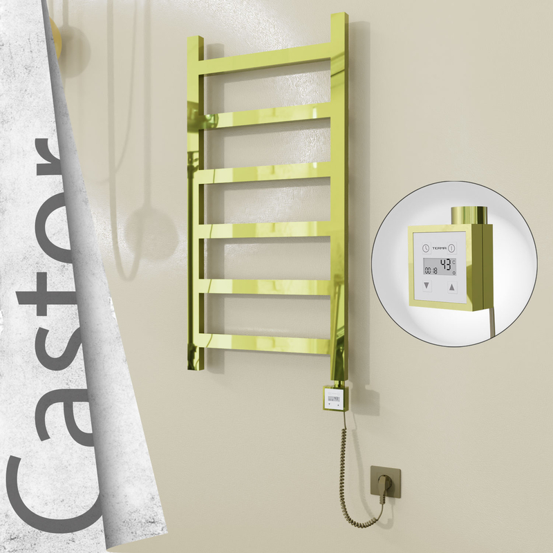 Castor Elektrikli Paslanmaz Çelik Havlupan 500x980 Altın (KTX3 Termostat) 300W Spiral Kablolu