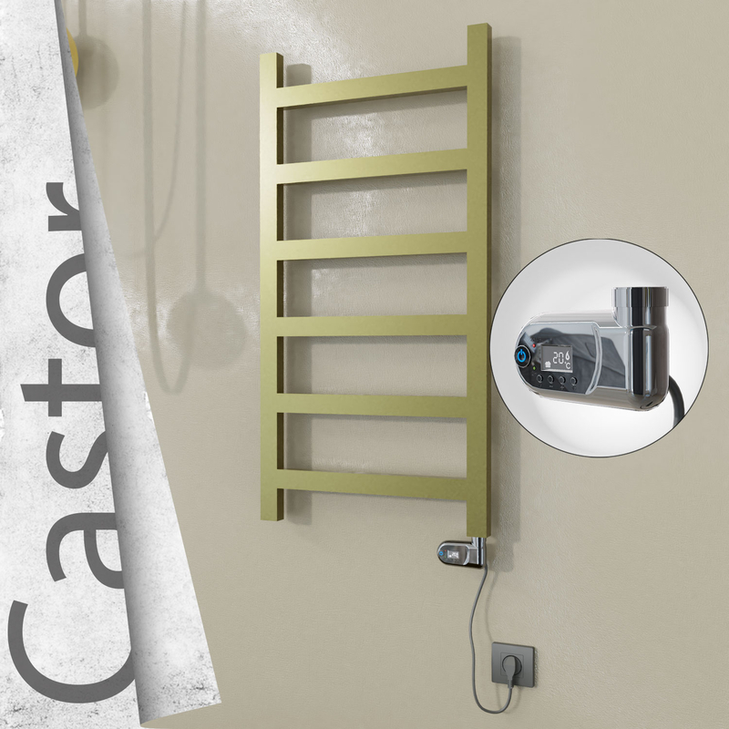 Castor Elektrikli Paslanmaz Çelik Havlupan 500x980 Satine Altın (Thesis Termostat) 300W