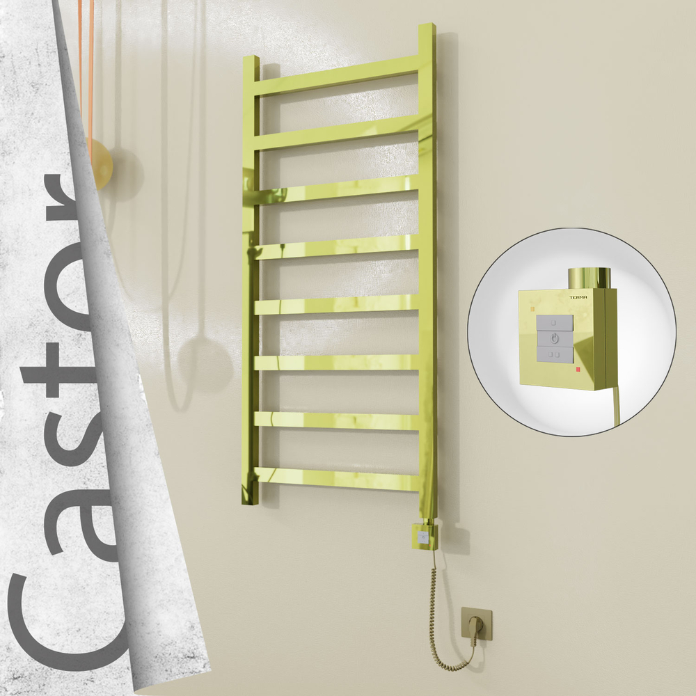 Castor Elektrikli Paslanmaz Çelik Havlupan 600x1300 Altın (KTX1 Termostat) 300W Spiral Kablolu - 1