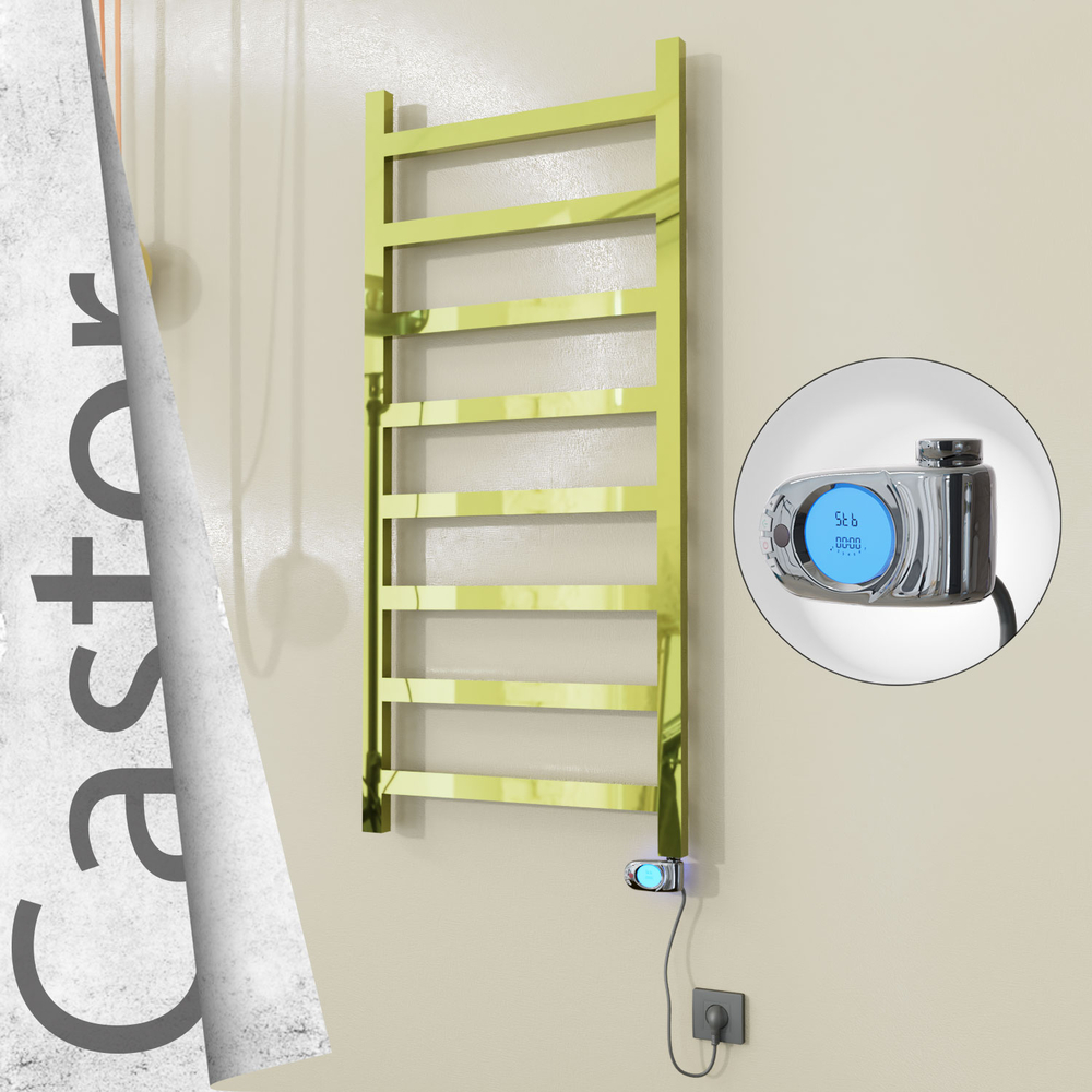 Castor Elektrikli Paslanmaz Çelik Havlupan 600x1300 Altın (Musa Termostat) 300W - 1