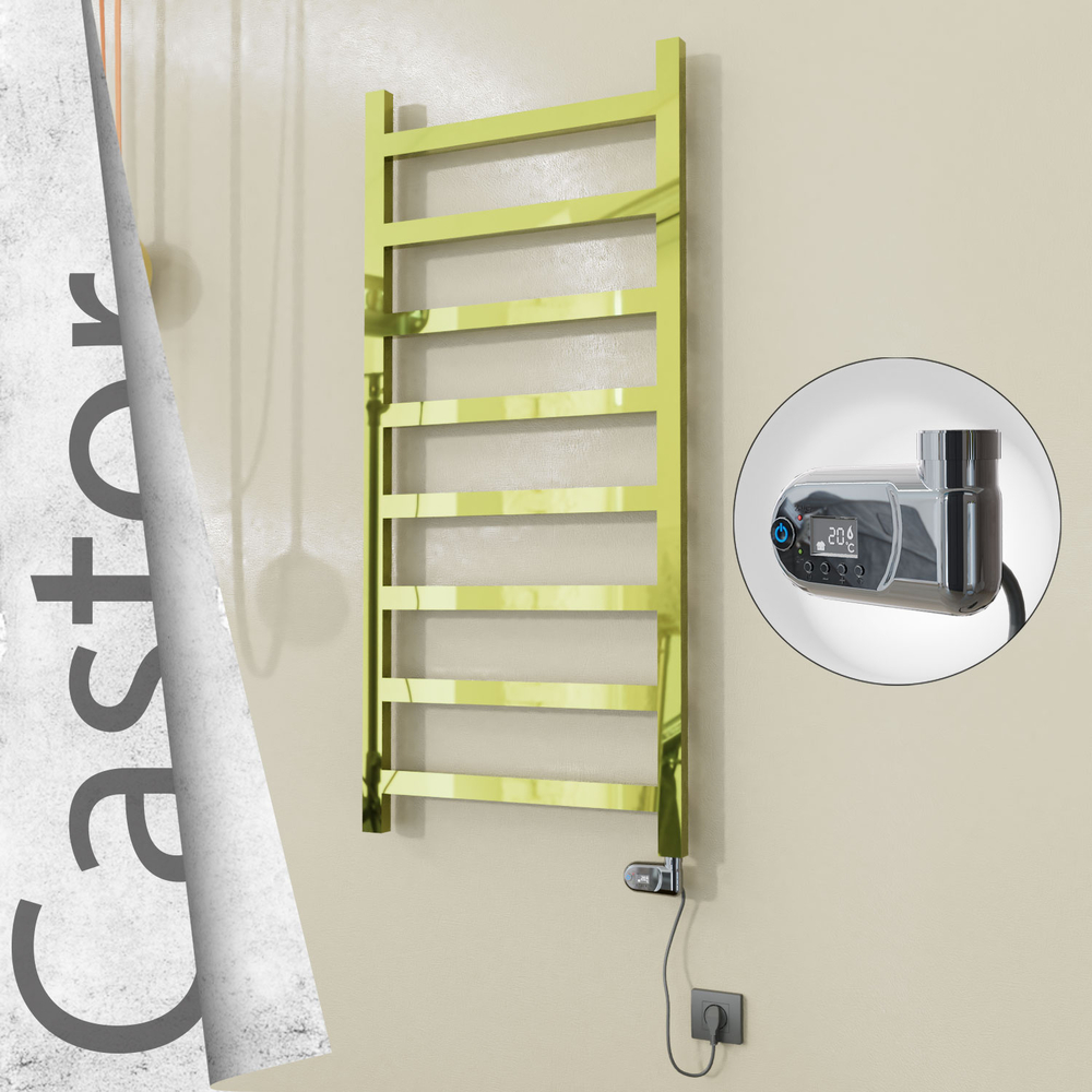 Castor Elektrikli Paslanmaz Çelik Havlupan 600x1300 Altın (Thesis Termostat) 300W - 1
