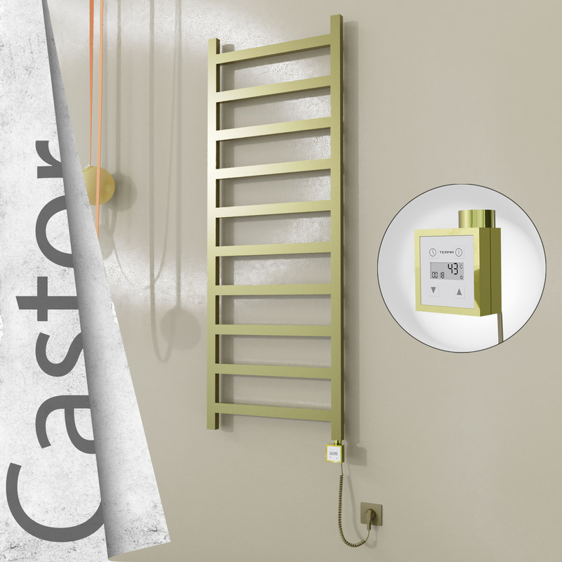 Castor Elektrikli Paslanmaz Çelik Havlupan 600x1620 Satine Altın (KTX3 Termostat) 600W Spiral Kablolu