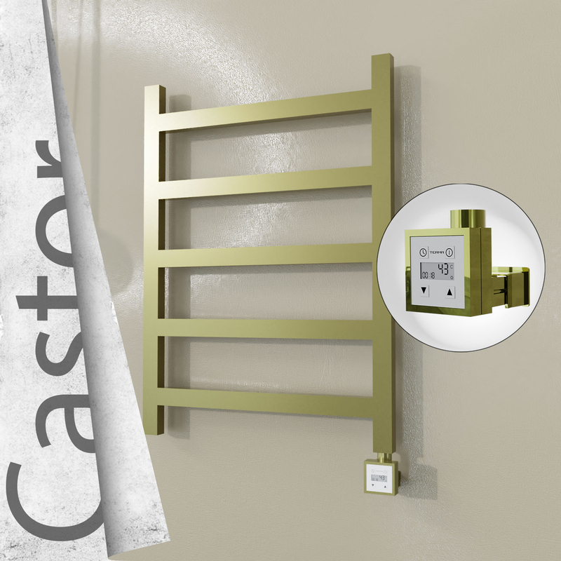 Castor Elektrikli Paslanmaz Çelik Havlupan 600x820 Satine Altın (KTX3 Termostat) 200W 