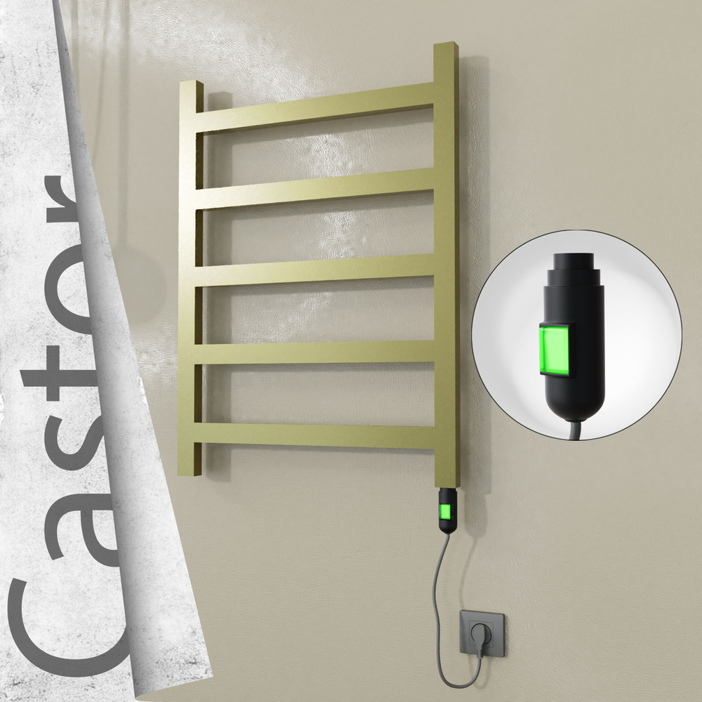 Castor Elektrikli Paslanmaz Çelik Havlupan 600x820 Satine Altın (On/Off Düğmeli) 200W - 1