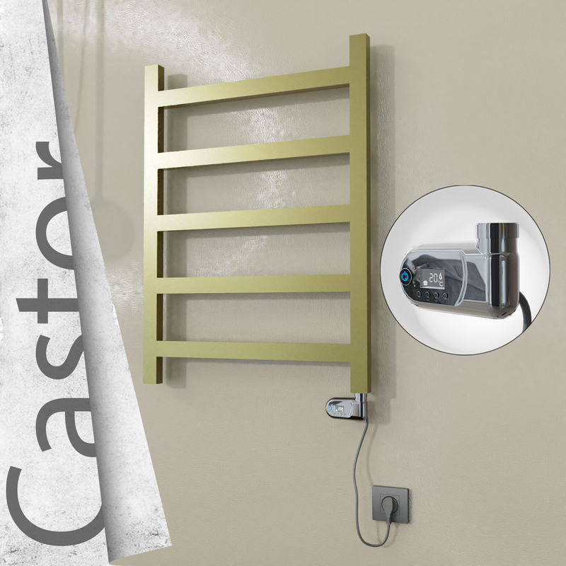 Castor Elektrikli Paslanmaz Çelik Havlupan 600x820 Satine Altın (Thesis Termostat) 200W