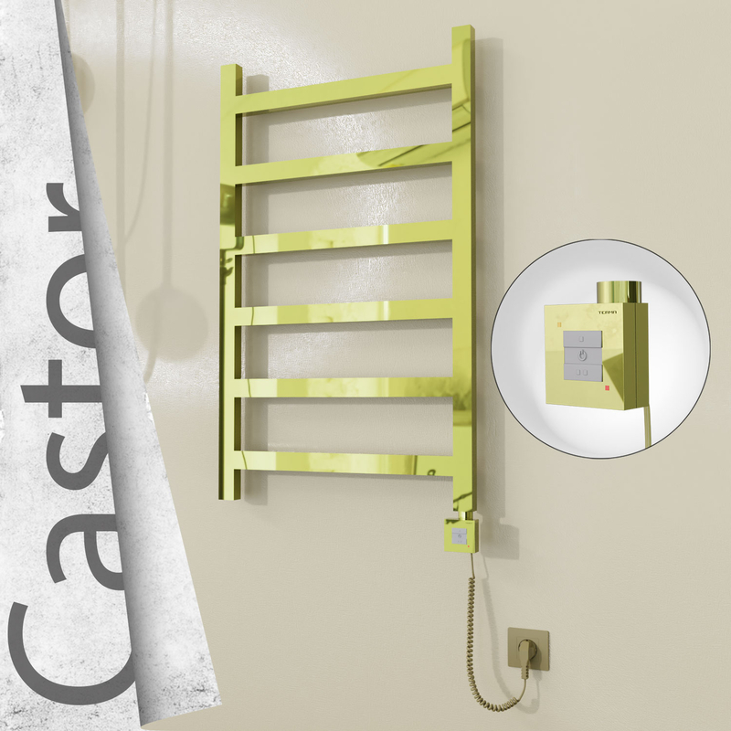 Castor Elektrikli Paslanmaz Çelik Havlupan 600x980 Altın (KTX1 Termostat) 300W Spiral Kablolu