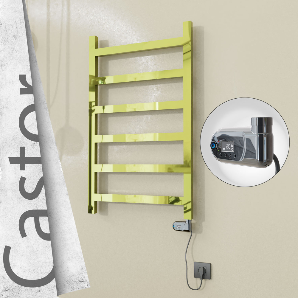 Castor Elektrikli Paslanmaz Çelik Havlupan 600x980 Altın (Thesis Termostat) 300W - 1