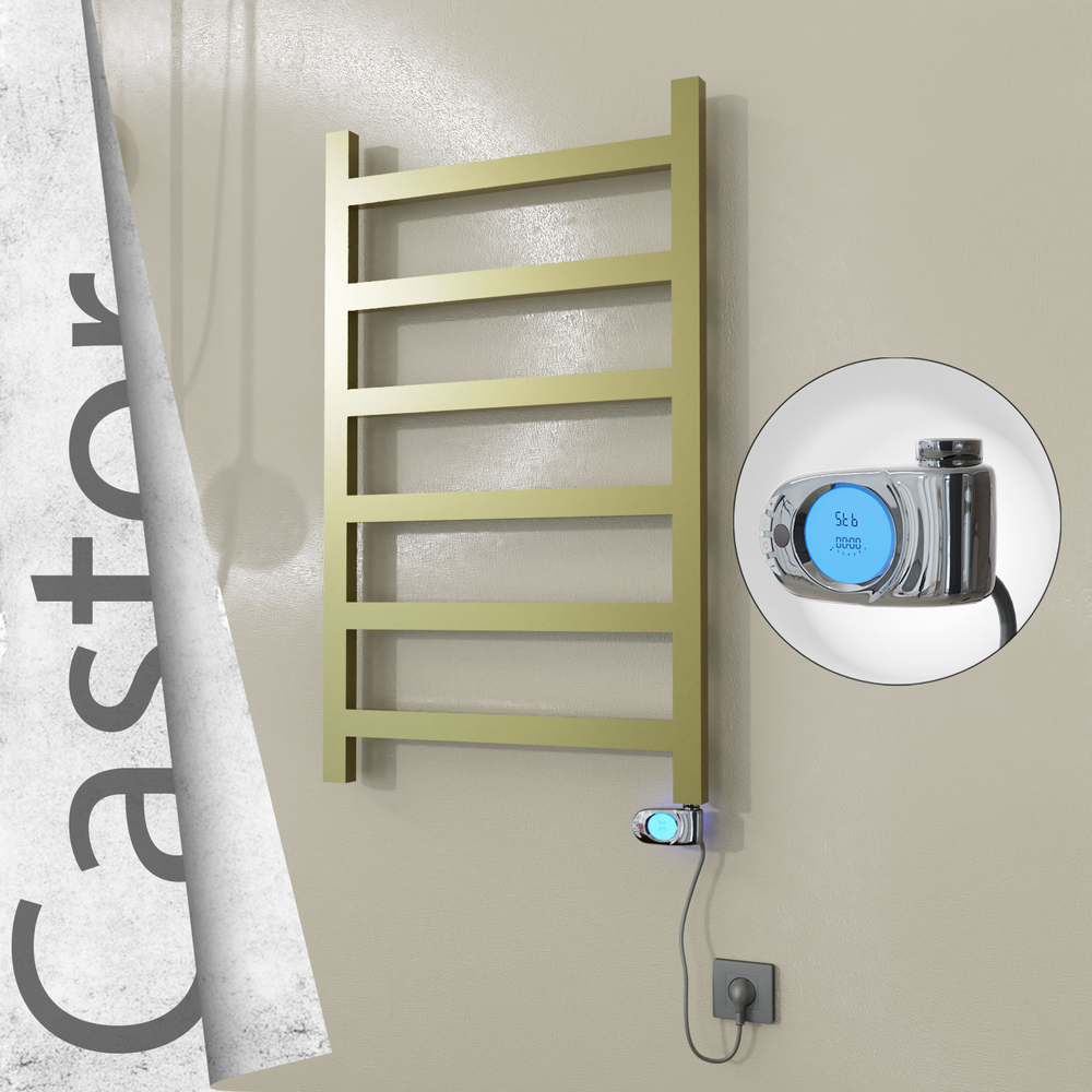 Castor Elektrikli Paslanmaz Çelik Havlupan 600x980 Satine Altın (Musa Termostat) 300W - 1