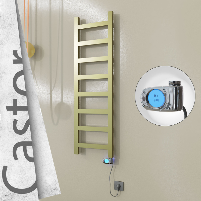 Castor Sèche-serviettes Électrique en Inox 400x1300 Doré Satiné (Musa Thermostat) 300W