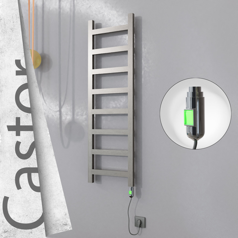 Castor Sèche-serviettes Électrique en Inox 400x1300 Poli Satiné (Interrupteur Marche/Arrêt) 300W 