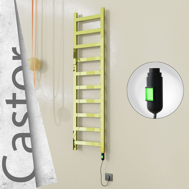 Castor Sèche-serviettes Électrique en Inox 400x1620 Doré (Interrupteur Marche/Arrêt) 300W 