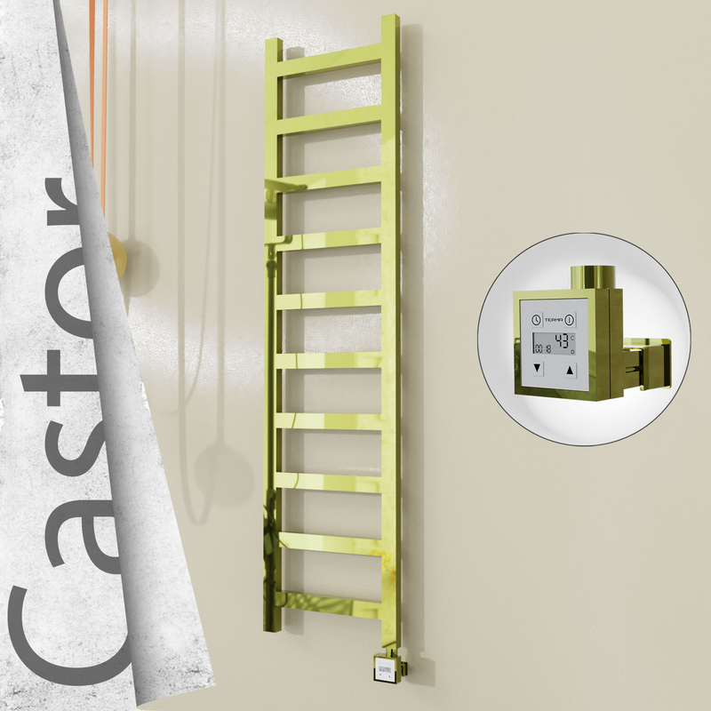Castor Sèche-serviettes Électrique en Inox 400x1620 Doré (KTX3 Thermostat) 300W 