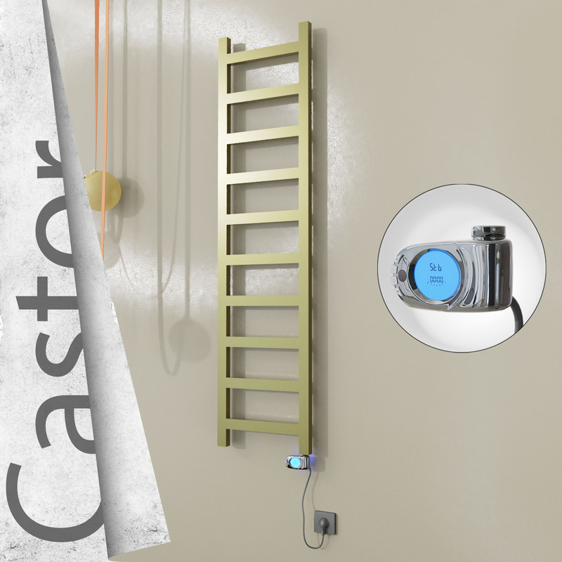 Castor Sèche-serviettes Électrique en Inox 400x1620 Doré Satiné (Musa Thermostat) 300W