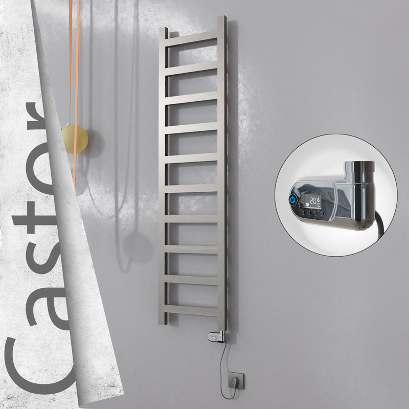 Castor Sèche-serviettes Électrique en Inox 400x1620 Poli Satiné (Thesis Thermostat) 300W 