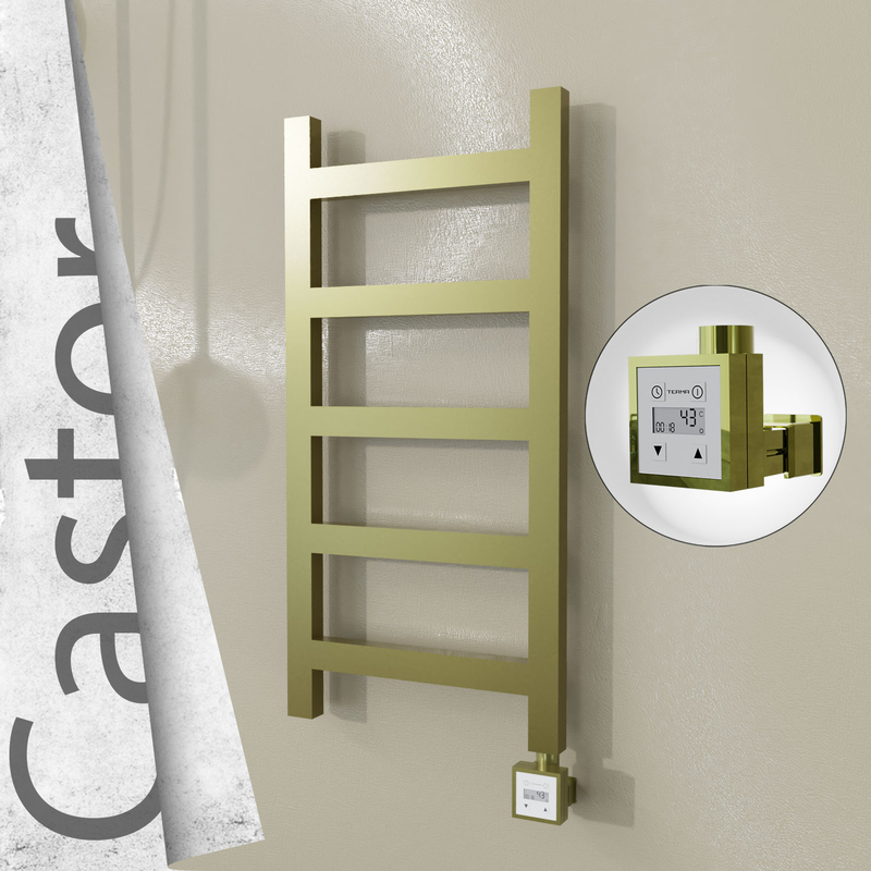 Castor Sèche-serviettes Électrique en Inox 400x820 Doré Satiné (KTX3 Thermostat) 200W 