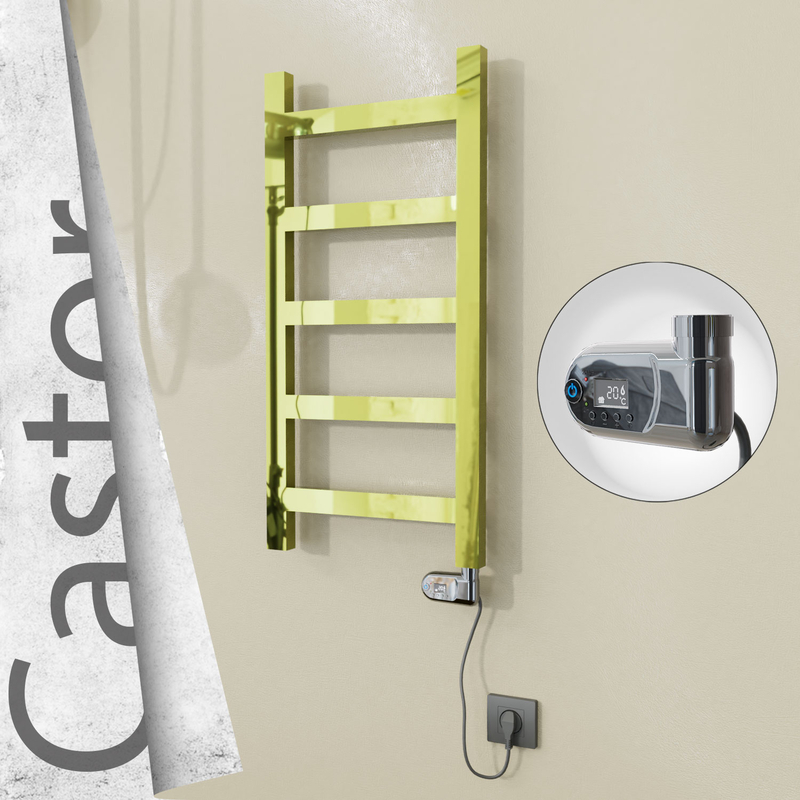Castor Sèche-serviettes Électrique en Inox 400x820 Doré (Thesis Thermostat) 200W