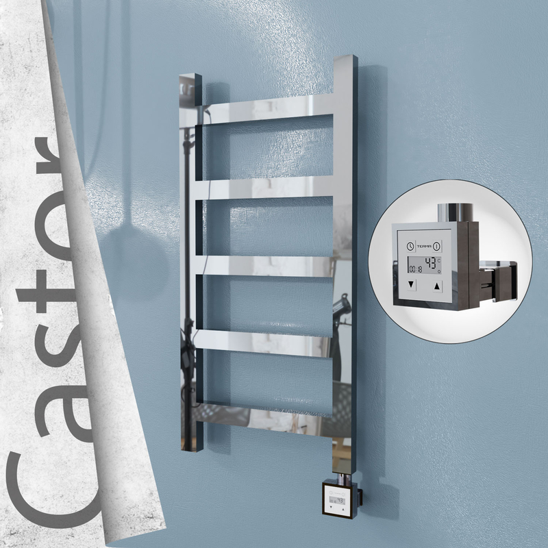 Castor Sèche-serviettes Électrique en Inox 400x820 Poli Miroir (KTX3 Thermostat) 200W 