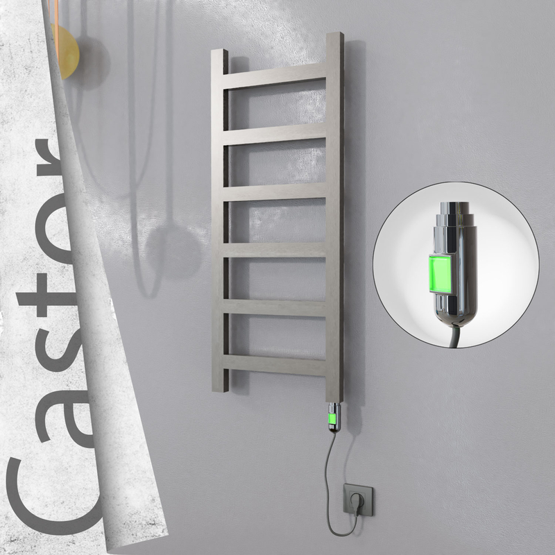 Castor Sèche-serviettes Électrique en Inox 400x980 Poli Satiné (Interrupteur Marche/Arrêt) 200W 
