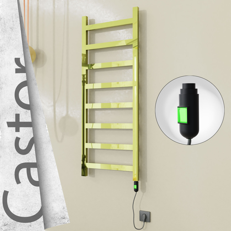 Castor Sèche-serviettes Électrique en Inox 500x1300 Doré (Interrupteur Marche/Arrêt) 300W 