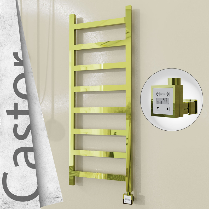 Castor Sèche-serviettes Électrique en Inox 500x1300 Doré (KTX3 Thermostat) 300W 