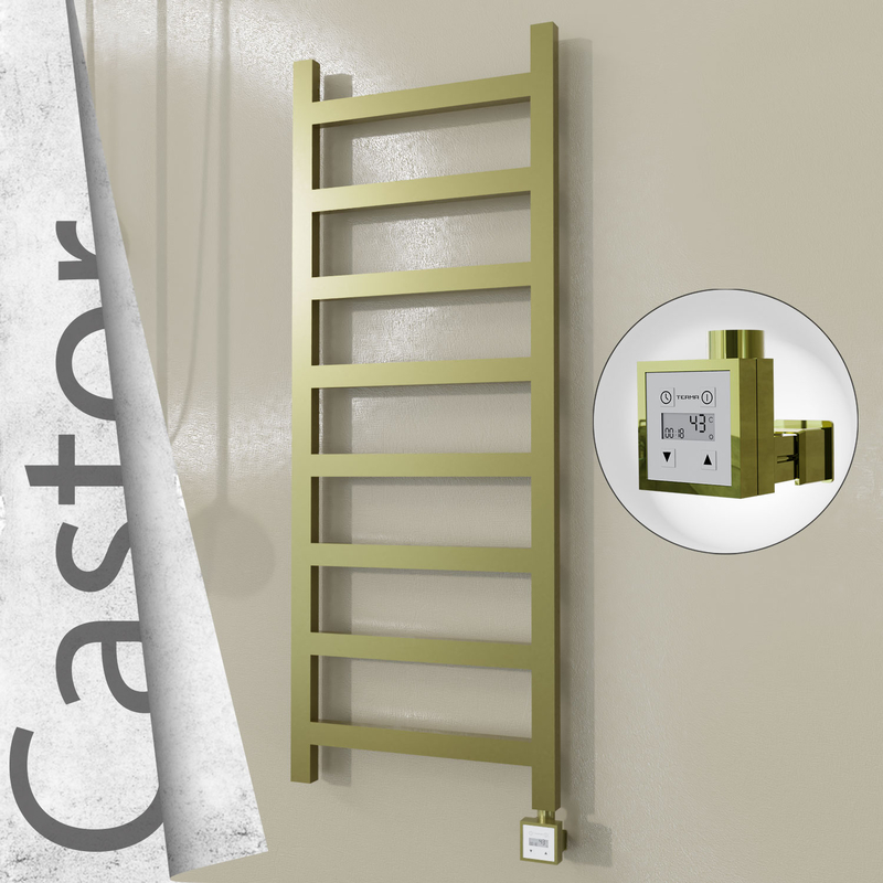 Castor Sèche-serviettes Électrique en Inox 500x1300 Doré Satiné (KTX3 Thermostat) 300W 