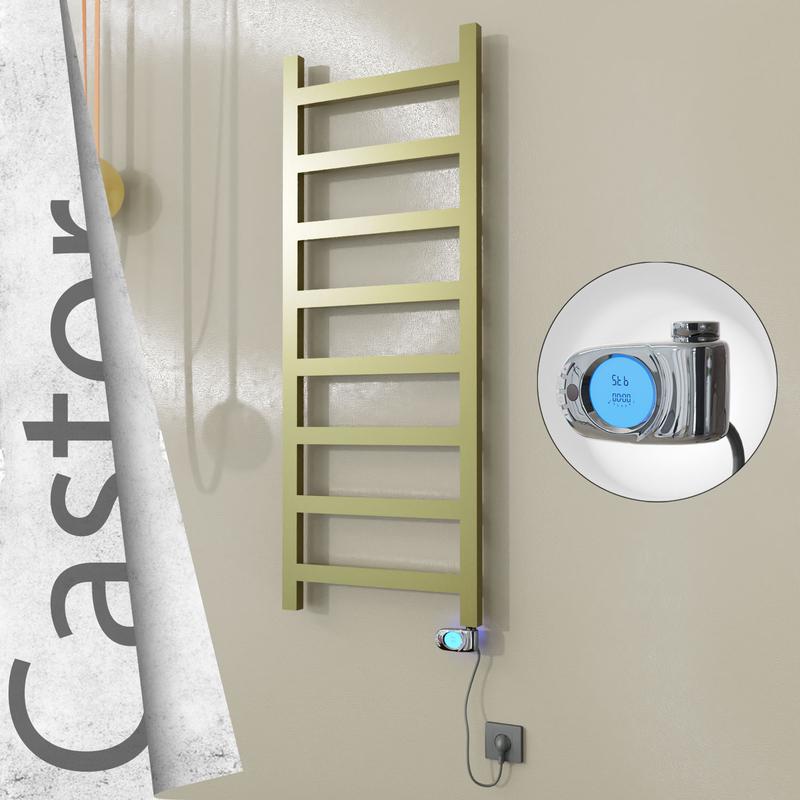 Castor Sèche-serviettes Électrique en Inox 500x1300 Doré Satiné (Musa Thermostat) 300W 