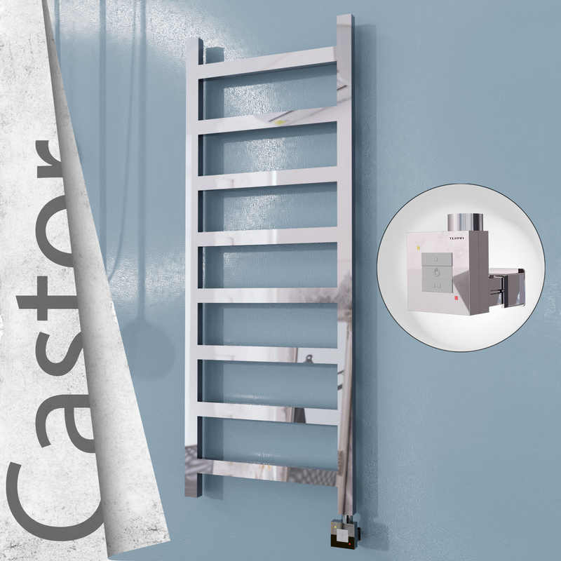 Castor Sèche-serviettes Électrique en Inox 500x1300 Poli Miroir (KTX1 Thermostat) 300W 