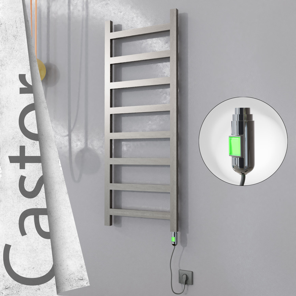 Castor Sèche-serviettes Électrique en Inox 500x1300 Poli Satiné (Interrupteur Marche/Arrêt) 300W - 1
